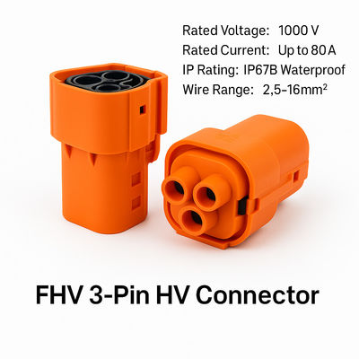 IP67B connettore per veicoli elettrici in plastica a 3 pin 1000V 80A per PTC a batteria