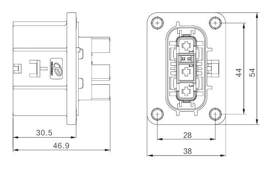 Neopower Secure-Lock 3 Pin Automotive Power & Signal Connector, 800V/16A, impermeabile IP67, HVIL