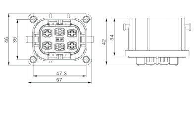Neopower 6-Pin High Voltage 1000V 35A Connector di alimentazione e segnale automobilistico con schermatura a 360°