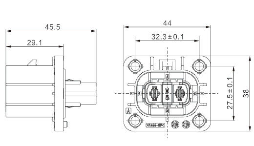 Neopower High-Performance 2 Pin 1000V 40A connettore elettrico con HVIL, Poka-Yoke e 360° schermatura