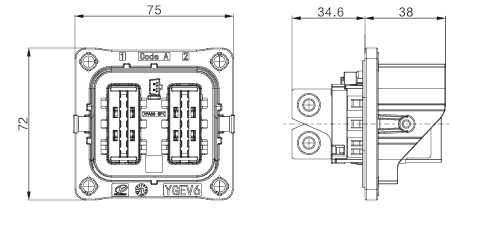 Connettore di alimentazione ibrido ad alta tensione a 2 pin Neopower 400A 1000V con HVIL e schermatura a 360°